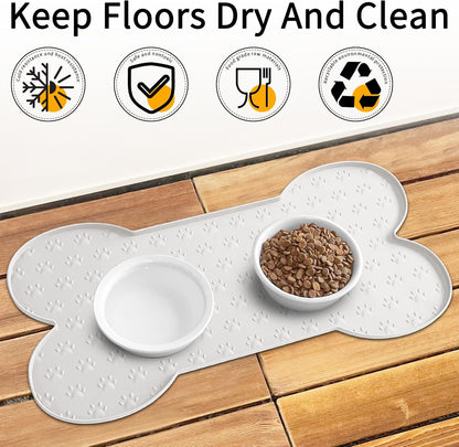 Dog Food Mat Anti-Slip Silicone Dog Bowl Mat Thicker Pet Placemat Waterproof Cat Feeder Pad with