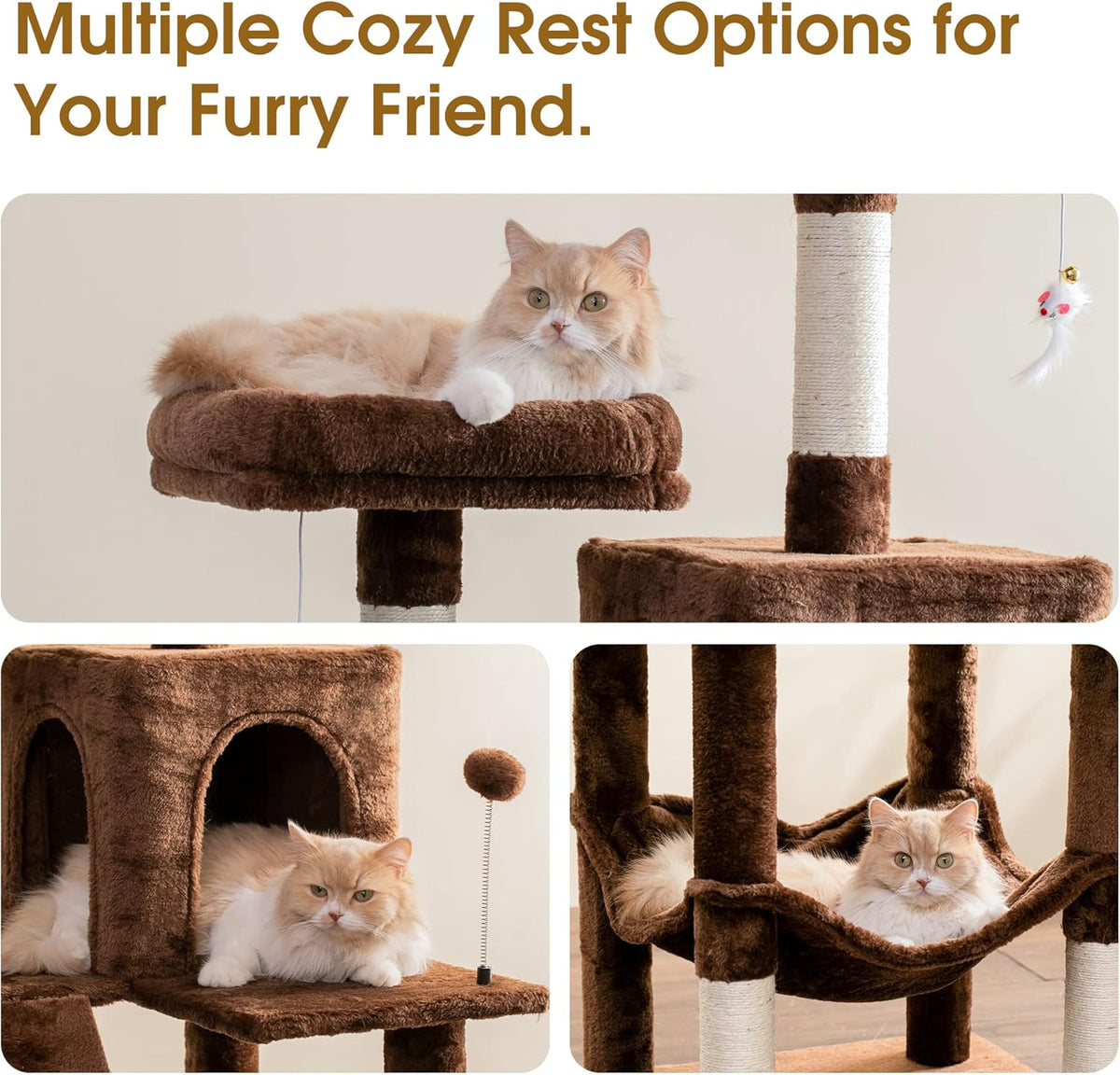 MWPO 70.1-Inch Large Cat Tree, Multi-Level Tall Cat Tower for Indoor Cats, Plush Cat Condo with Big