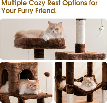 MWPO 70.1-Inch Large Cat Tree, Multi-Level Tall Cat Tower for Indoor Cats, Plush Cat Condo with Big