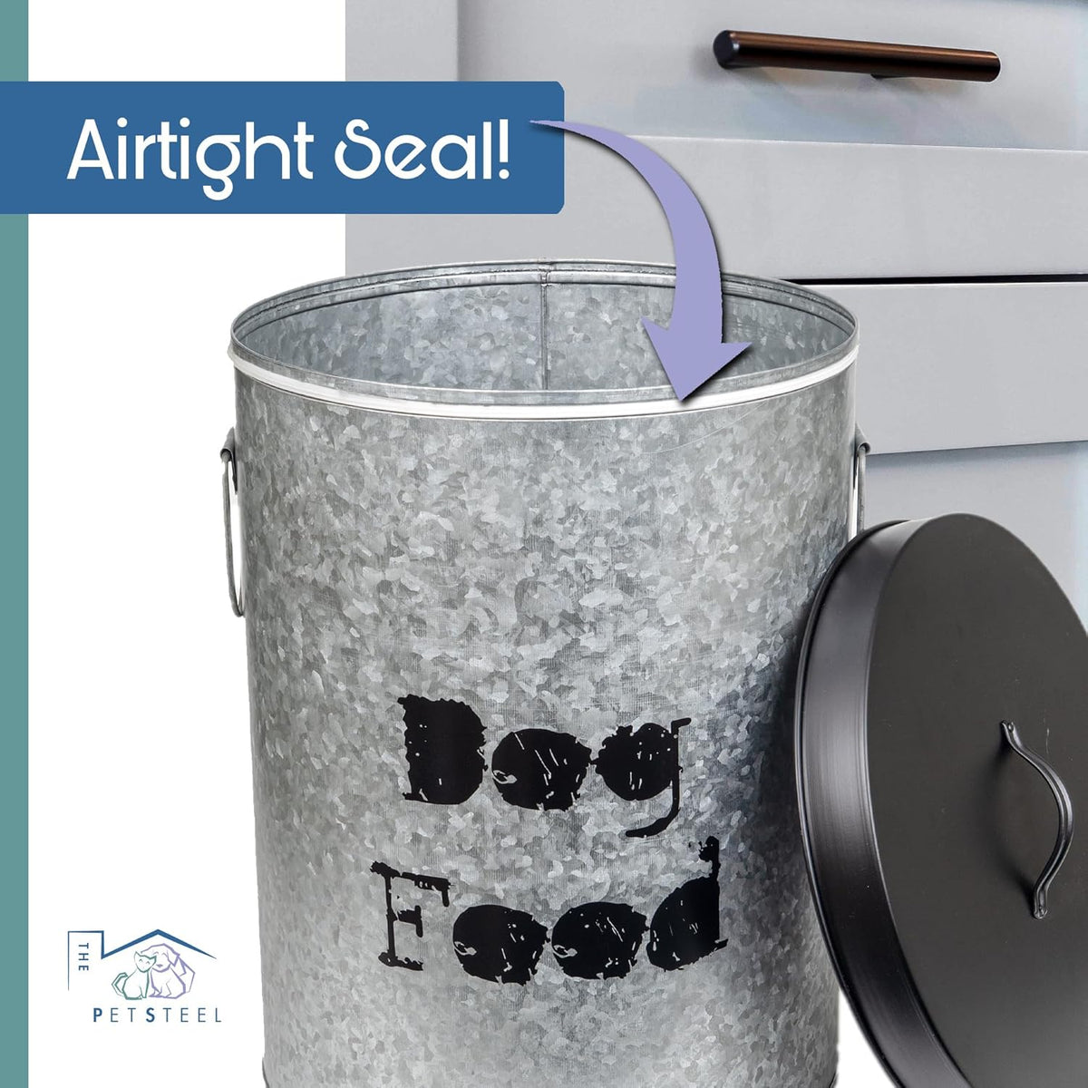 Medium Dog 40lb Pet Food Storage Canister with Scoop – Durable & Airtight for Freshnesss