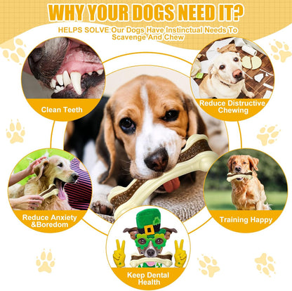 Sosation 6 Pcs Dog Toys for Aggressive Chewers Nylon Beef Flavor Bones Tough Puppy Teething Toys