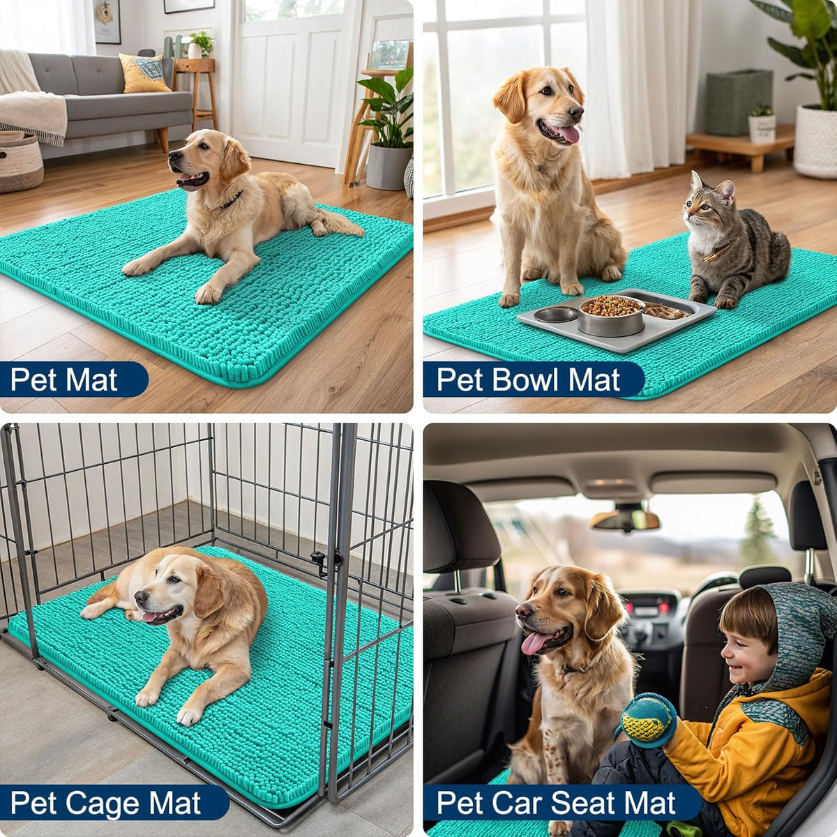 Smiry Dog Door Mat for Muddy Paws 36x24, Absorbs Moisture and Dirt Doormat, Non-Slip Washable Quick