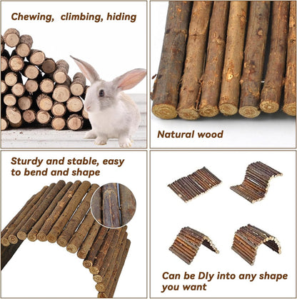 kathson Rabbit Bridge Wooden Hamster Climbing Tunnel Bunny Extra Large Ladder Wood Flexible Hideout