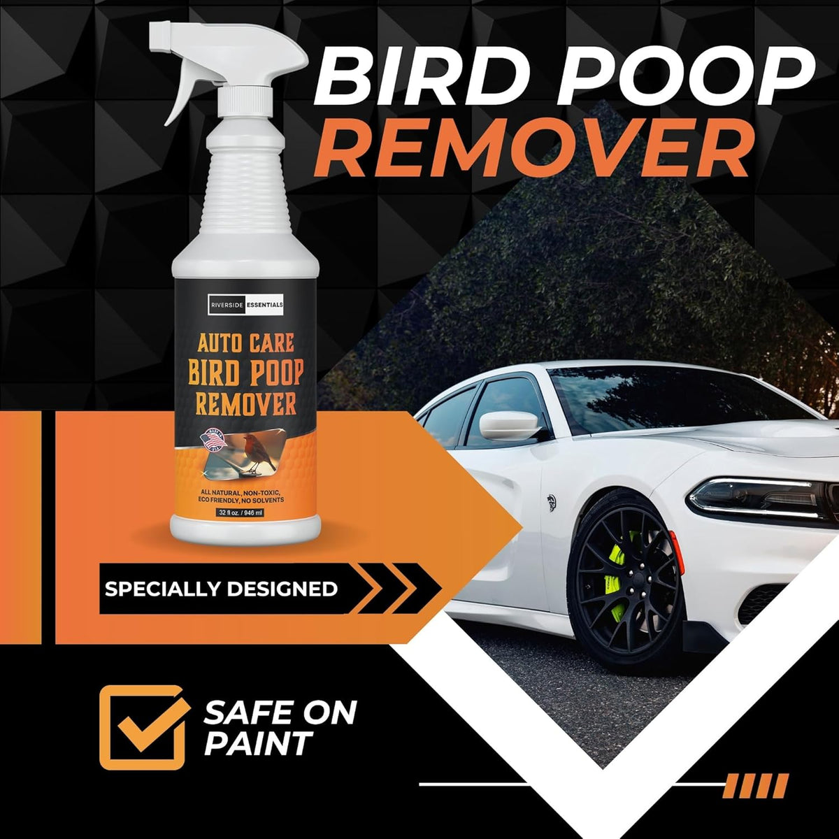 32oz Heavy Duty Bird Poop Remover & Stain Cleaner for Cars and Outdoor Vehicles - Powerful Stain