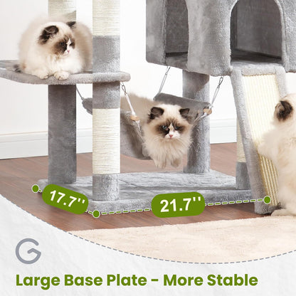 Cat Tree for Indoor Cats, 71'' (180cm) Multi-Level Cat Tower for Large Adult, Sturdy Cat Tree House