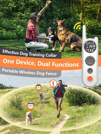 MIMOFPET Wireless Dog Fence for 2 Dogs - Multi-Mode Electric Fence Covers up to 856-Acre,6100 Ft