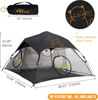 Outdoor Cat Play Tent for Indoors and Outdoors (X- Large Portable Pet House, Outdoor Cat Enclosure