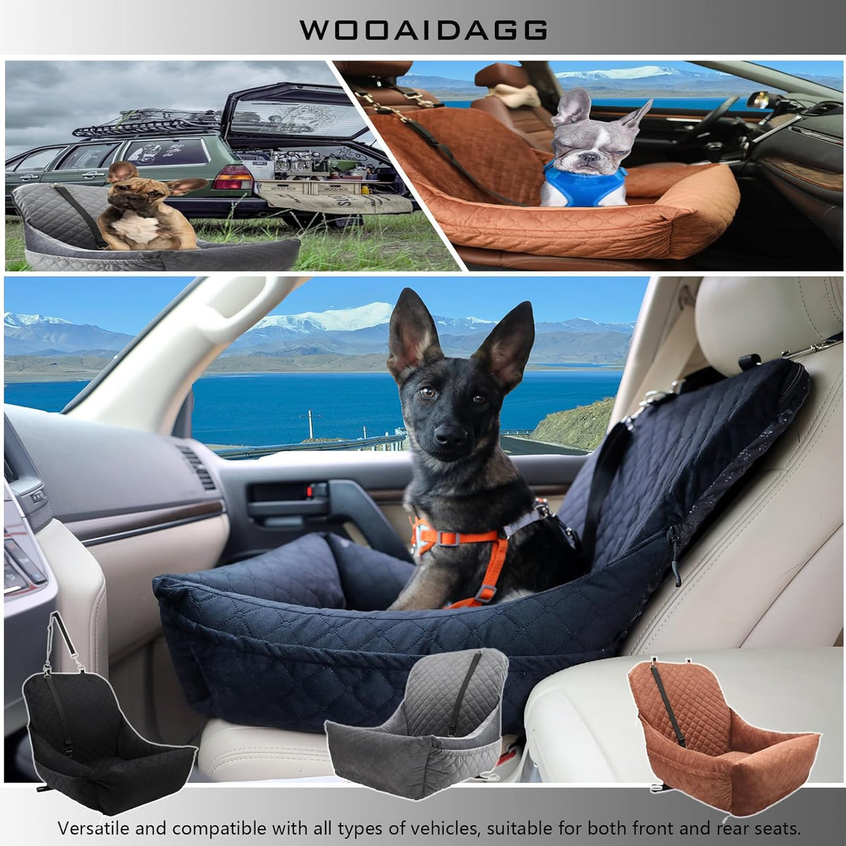 Dog Car Seat,Fully Detachable and Washable Cover,Easy to Assemble,Comfy Cushion Fill in Memory