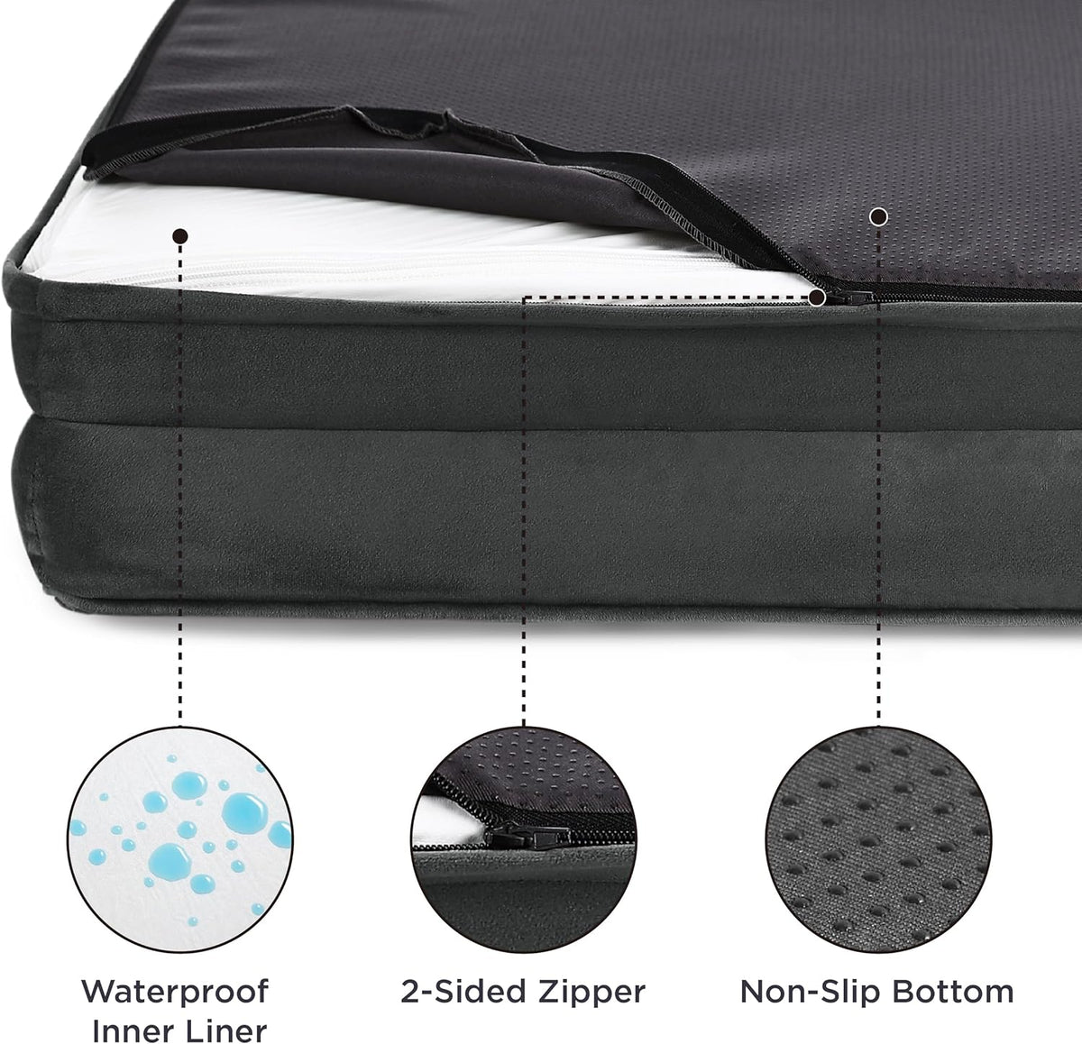 Bedsure Orthopedic Dog Bed Medium Size Dogs - Washable Medium Dog Cat Bed Waterproof, Comfort Pet