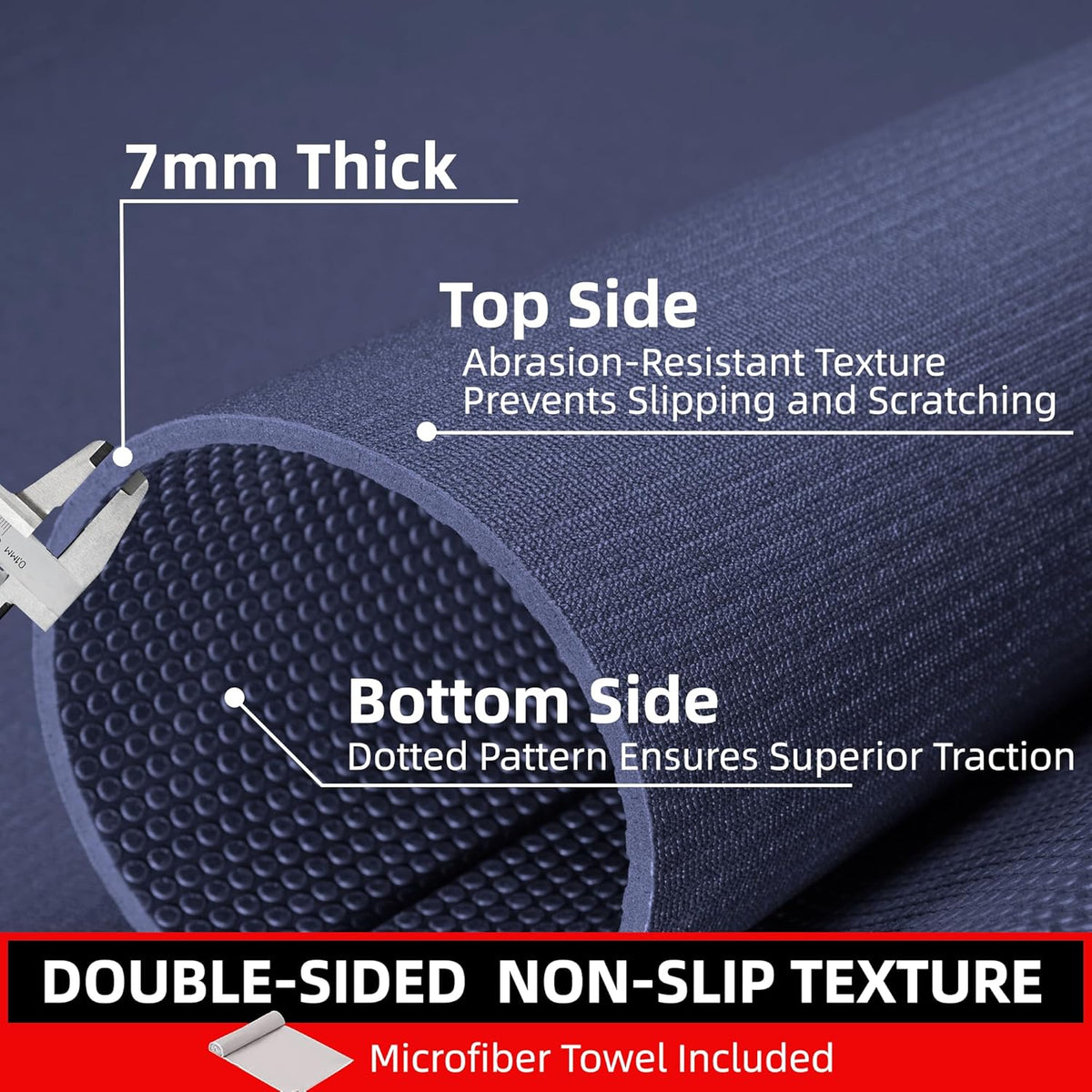 Large Exercise Mat for Home Workout,12‘x6’/10'x6'/9'x6'/8'x6'/7'x5'/6'x4' (7mm) Extra Thick Workout