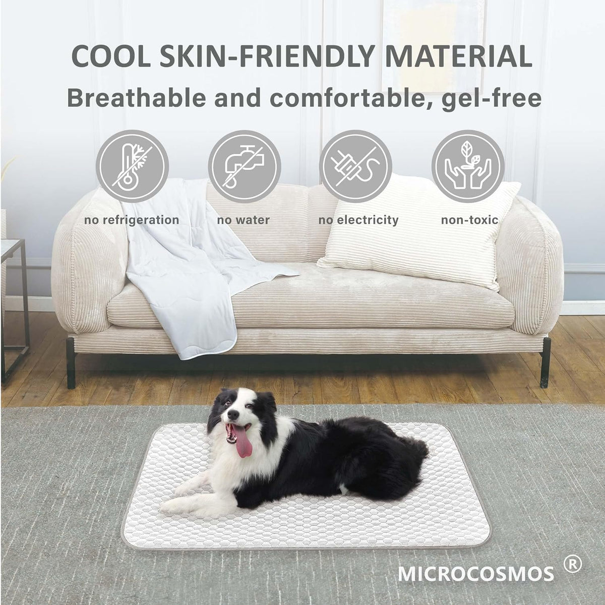 MICROCOSMOS Pet Cooling Mat & Sleeping Pad- Breathable Bubble Surface, EZ Clean. Keep Cooling for