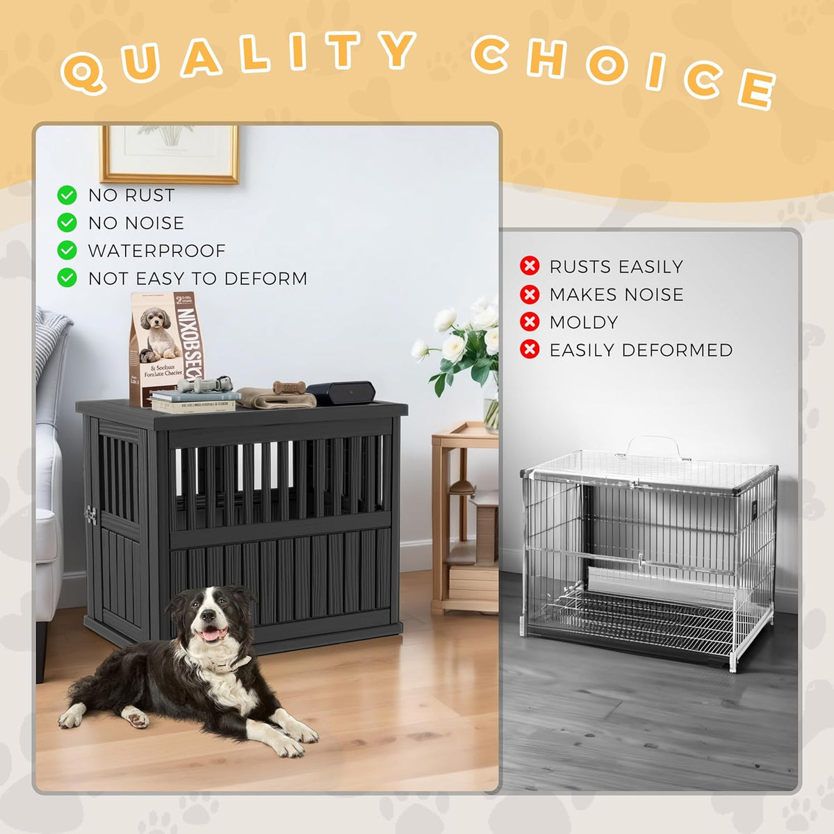 Dog House - Resin Outdoor Dog Kennel with Ventilated Design, Waterproof Dog Bed Shelter for