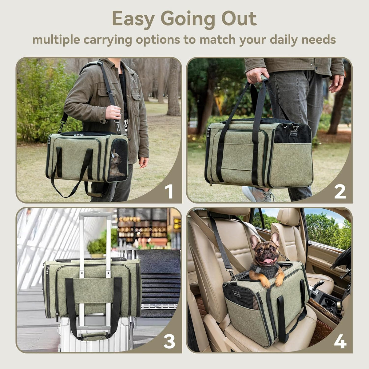 Petsfit Expandable Cat Carrier Dog Carrier, Soft-Sided Portable Pet Travel Carrier, Removable Soft