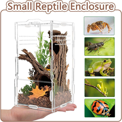 8x4x4in Vertical Acrylic Jumping Spider Enclosure – Arboreal Tarantula & Reptile Terrarium for