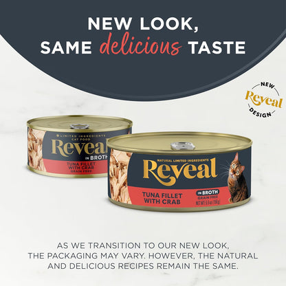 Reveal Natural Wet Cat Food, 12 Count, Grain Free, Limited Ingredient Canned Food for Cats, Tuna