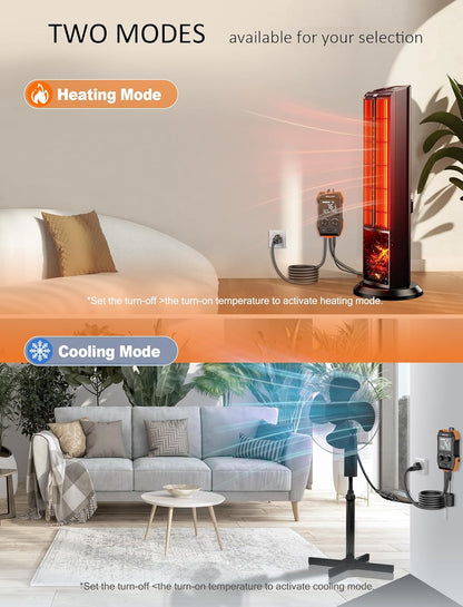 WH2408 Temperature Controller 10A 1200W, Digital Thermostat Controlled Outlet Plug Switch for