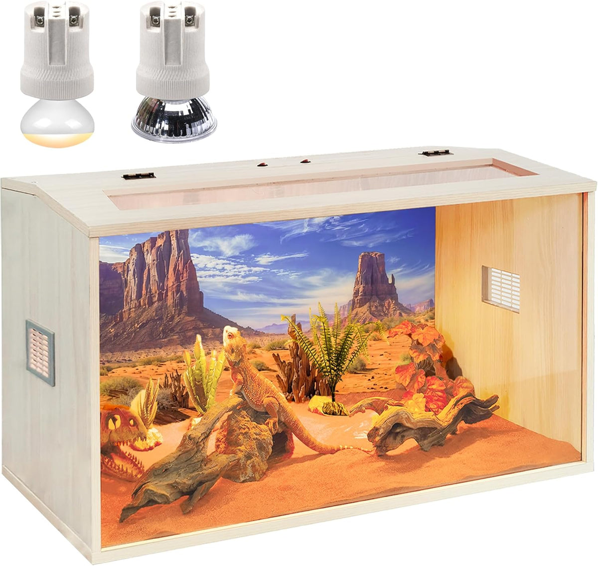 Prolee Reptile Terrarium, Lizard Tank Up to 68 Gallons, Bearded Dragon Tank with Roof Door, Snake