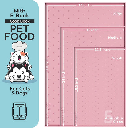 Dog Food Mat - 28x18 Raised Edges Dogs Mat for Food and Water Prevent Spill, Waterproof Cat Food