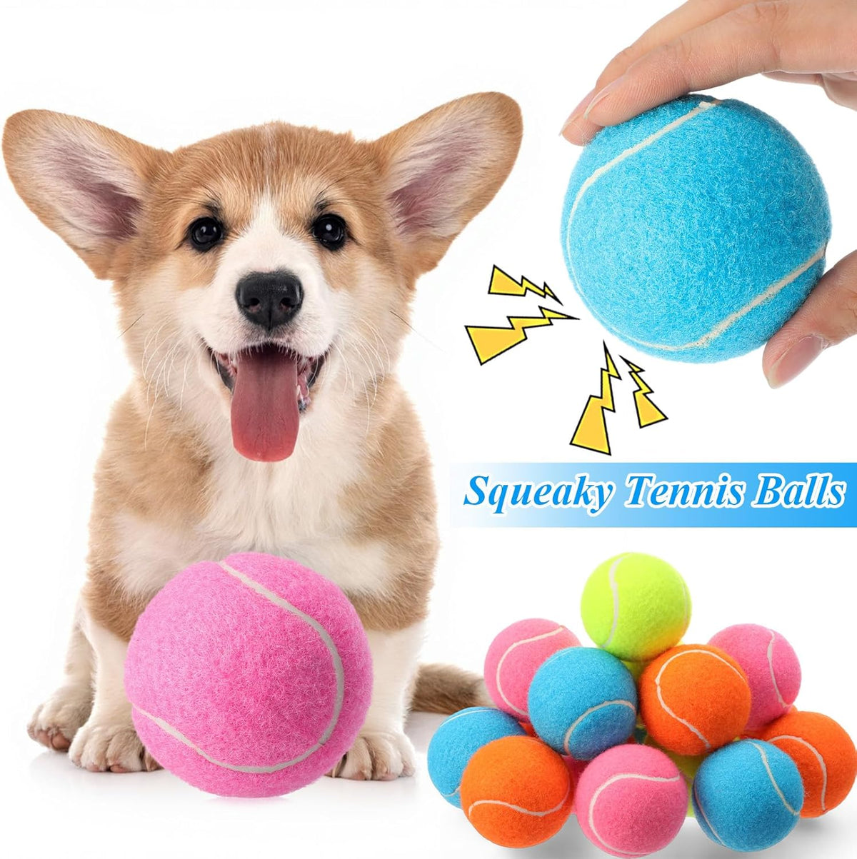 Skylety 40 Pcs 2.5 inch Squeaky Tennis Balls Bulk for Dogs Bouncy Floatable Tennis Balls Dog