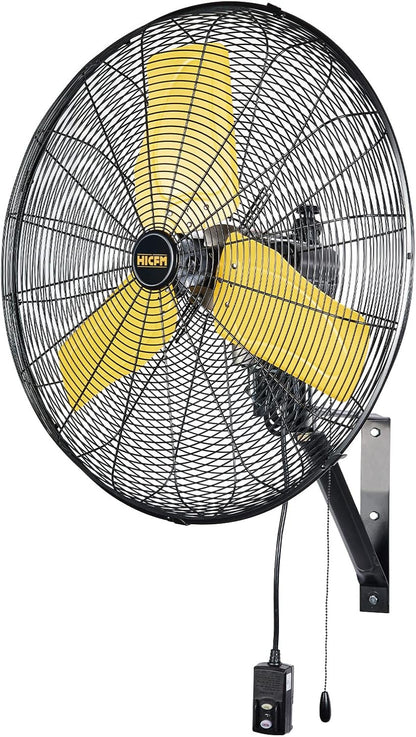 HiCFM 24" Oscillating Wall Fan, 8900 CFM High Velocity Industrial Wall Mounted Heavy Duty Shop Fans
