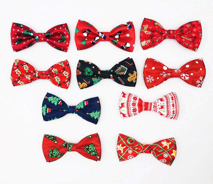 PET SHOW 10pcs/Pack 3.5 * 1.7" Christmas Small Dogs Collar Attachment Bow Ties Xmas Parties Puppies