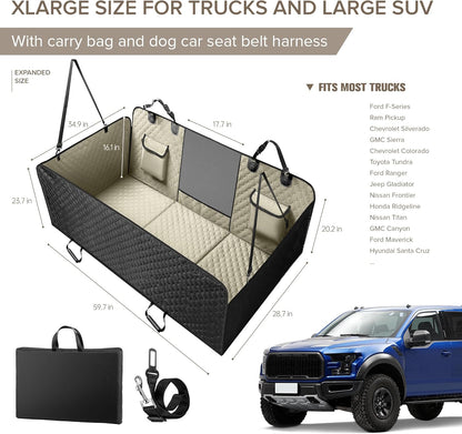 SHARLOVY XL Truck Back Seat Extender for Dogs, Large Hard Bottom Dog Car Seat Cover for Back Seat