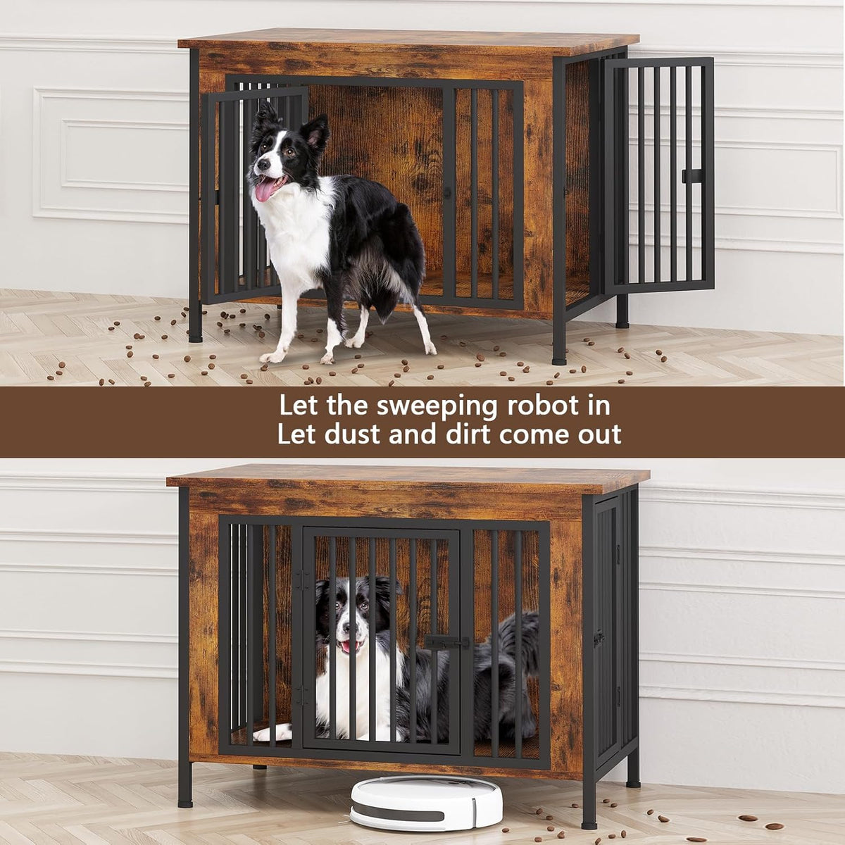 EasyCom 39.96" XL Wooden Large Dog Crate Furniture for Medium and Large Breed, Chew-Resistant Dog