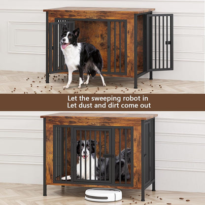 EasyCom 39.96" XL Wooden Large Dog Crate Furniture for Medium and Large Breed, Chew-Resistant Dog