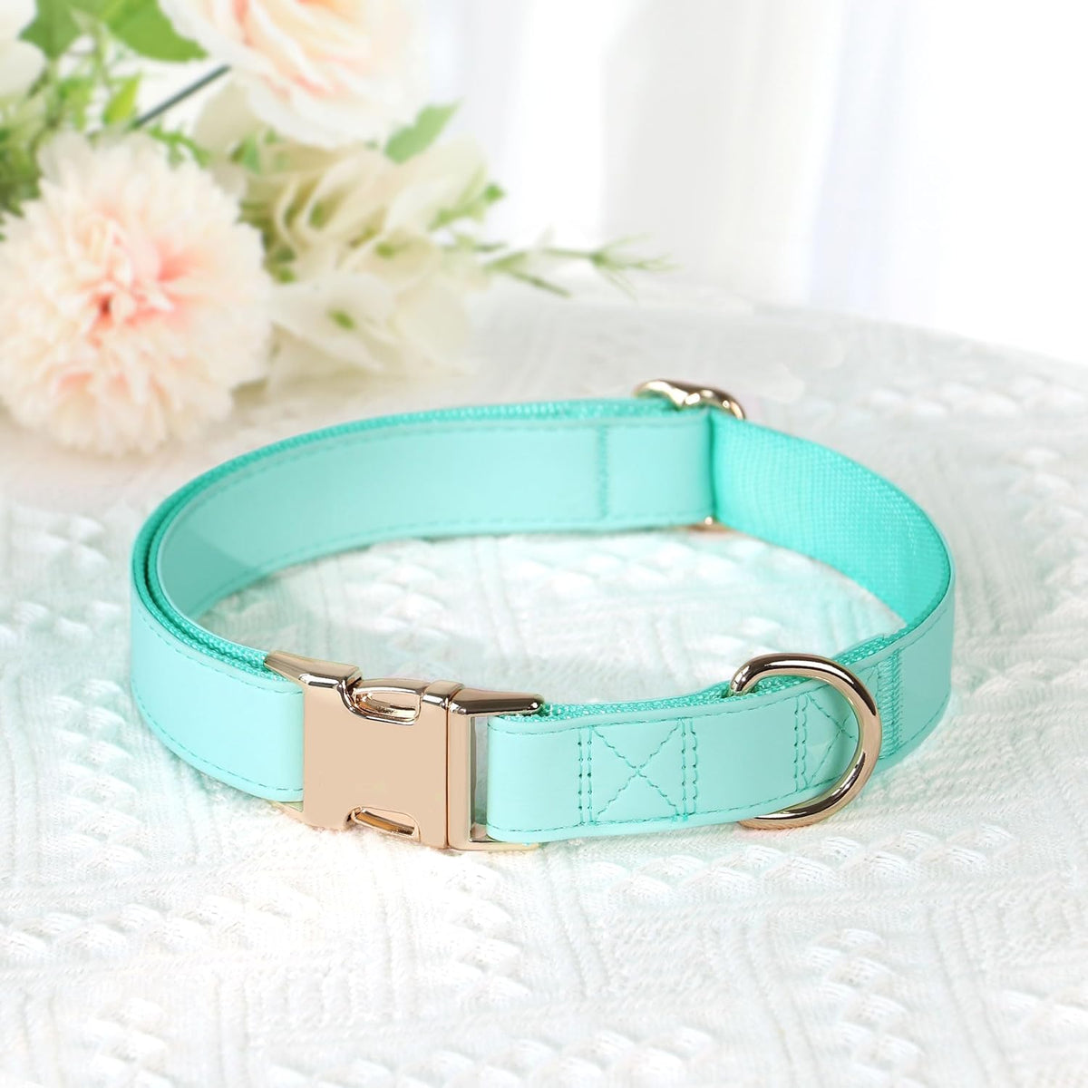 PET ARTIST Soft PU Leather Dog Collar, Bright Color & Durable Dog Collar Leather with Rose Gold