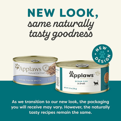 Applaws Natural Wet Cat Food, 24 Count, Limited Ingredient Canned Wet Cat Food, Ocean Fish in