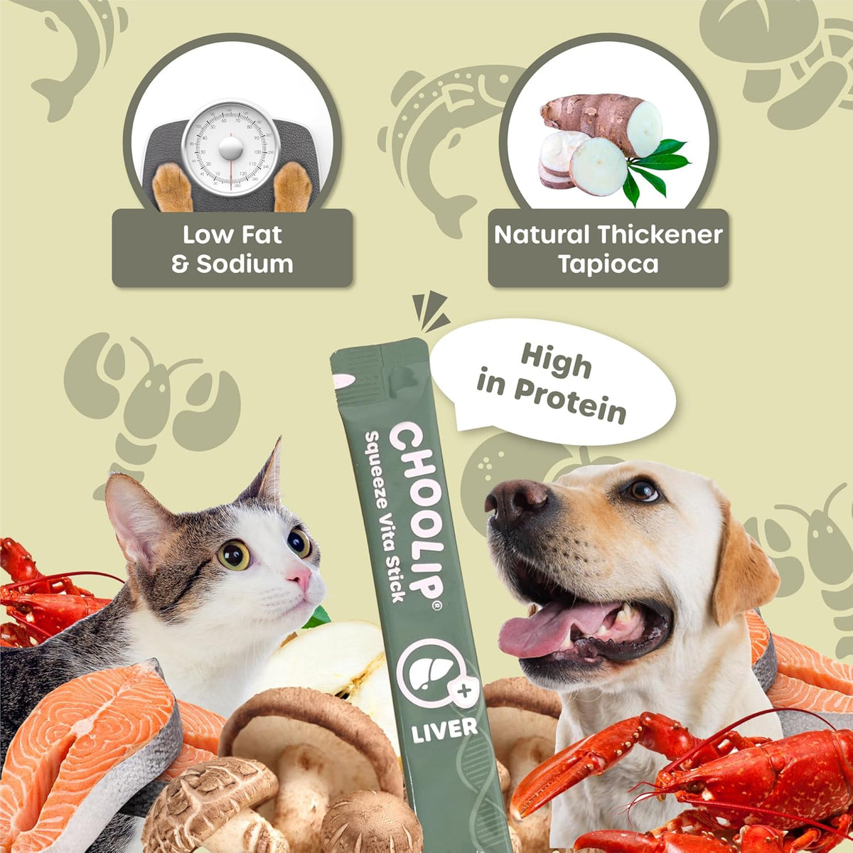 Squeeze Vita Stick Lickable Treats for Dogs & Cats. 7 Liver Support Sticks with Essential