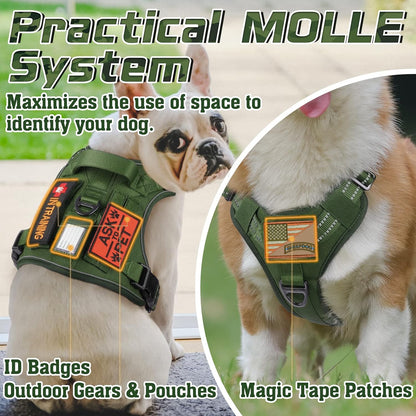 rabbitgoo Tactical Dog Harness Medium Sized Dog, No Pull Military Service Vest with Handle & Molle