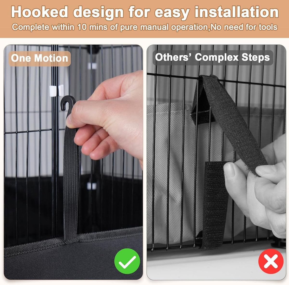Tresbro Guinea Pig Cage with Waterproof PVC Bottom Liner & One-Hand Release Hook, Triple Fixing C&C
