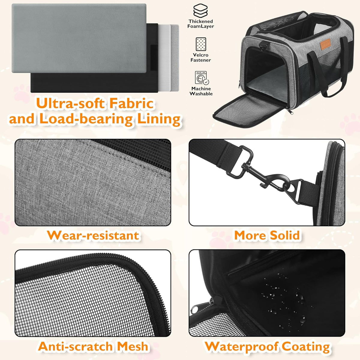 PETUX TSA Approved Pet Carrier in Cabin, 17"x11"x9.5" Soft Cat Carriers for Small Cat up to 12 lb