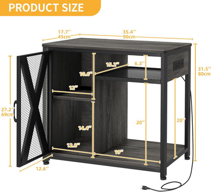 DWVO 40-50 Gallon Aquarium Stand with Power Outlets & LED Light, Cabinet for Fish Tank Accessories