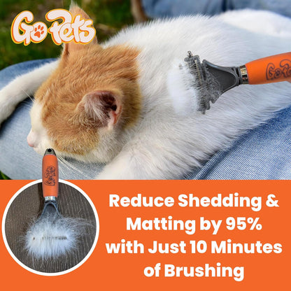 GoPets 2-Sided Dematting & Deshedding Comb for Dogs & Cats, Versatile Undercoat Detangler Brush for