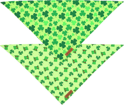 Realeaf St. Patrick's Day Dog Bandanas 2 Pack, Triangle Reversible Pet Scarf for Boys and Girls