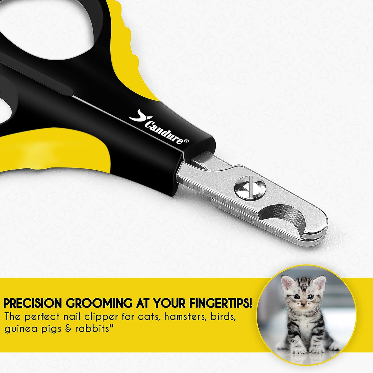 Candure Cat Nail Clipper Stainless Steel Cat Claw Trimmers for Rabbits, Guinea Pigs, Birds