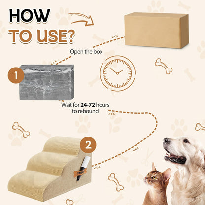 Romrol Dog Stairs Ramp for Beds Couches, Extra Wide Pet Steps with Durable Non-Slip Waterproof