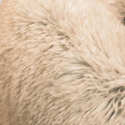 Best Friends by Sheri Original Calming Donut Dog and Cat Bed, Shag Faux Fur, Taupe, (36in x 36in)