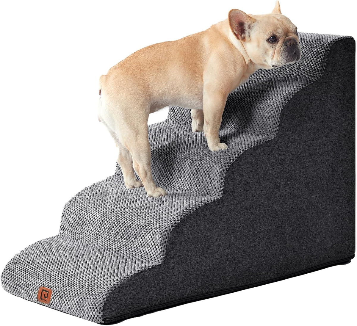 EHEYCIGA Curved Dog Stairs Ramp for High Beds 22.6" H, 5-Step Dog Steps for Small Dogs and Cats