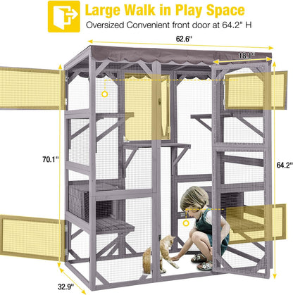 Aivituvin Catio Outdoor Cat Enclosure Large Cat House for Mulitiple Cats Walk in Kitty Cage with