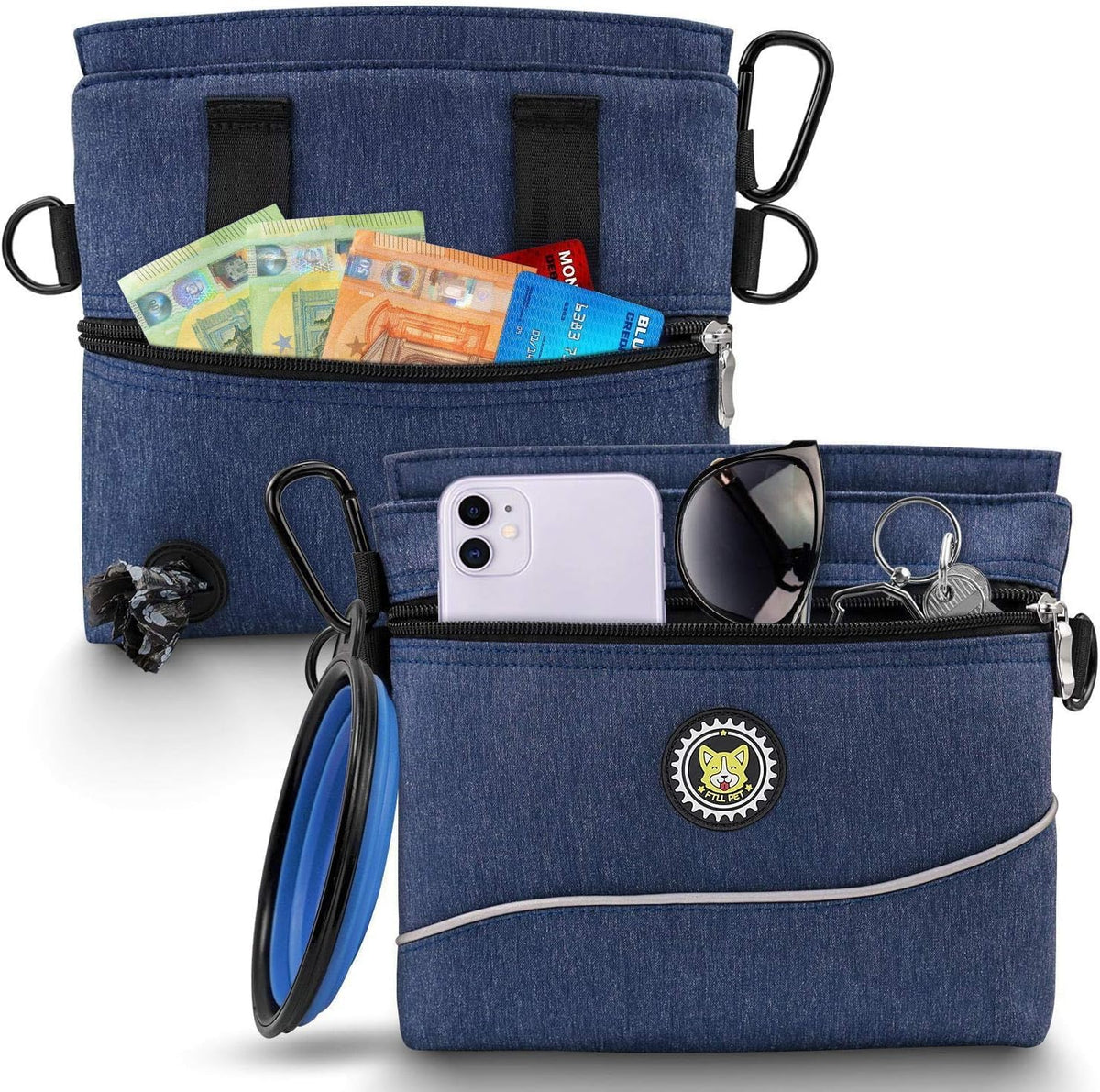 Viklluyr Dog Treat Pouch Bag with Magnetic Closure, Dog Food Carrier with Removable Inner Pocket