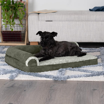 Furhaven Cooling Gel Dog Bed for Medium/Small Dogs w/ Removable Bolsters & Washable Cover, For Dogs