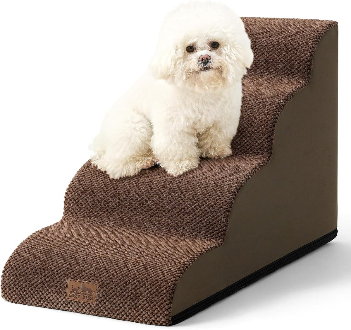 Dog Stairs for Small Dogs 19.7" H, Curved Dog Step for Puppy, Older or Cat, Medium Pet Ramp for