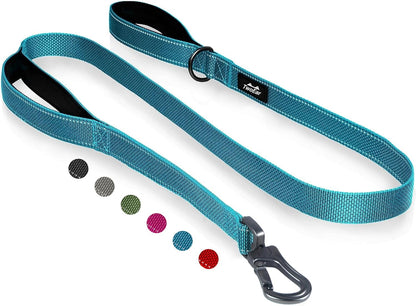 TwoEar 5FT 1IN Strong Blue Dog Leash with 2 Padded Handles, Traffic Handle Extra Control