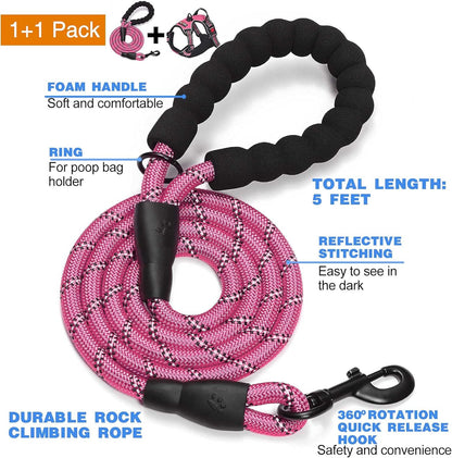 No Pull Dog Harness Adjustable Reflective Oxford Easy Control Medium Large Harness with A Free