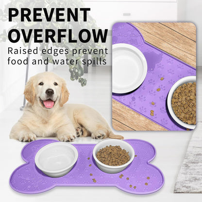 Dog Food Mat Anti-Slip Silicone Dog Bowl Mat Thicker Pet Placemat Waterproof Cat Feeder Pad with