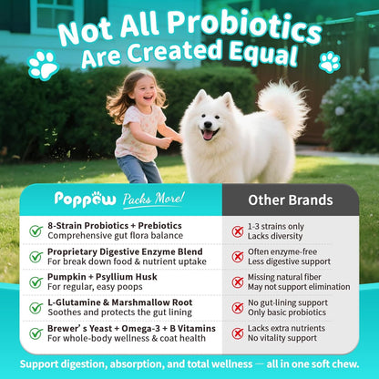 Probiotics for Dogs, Digestive Enzymes for Gut Health Support, Dog Fiber Supplement with Pumpkin