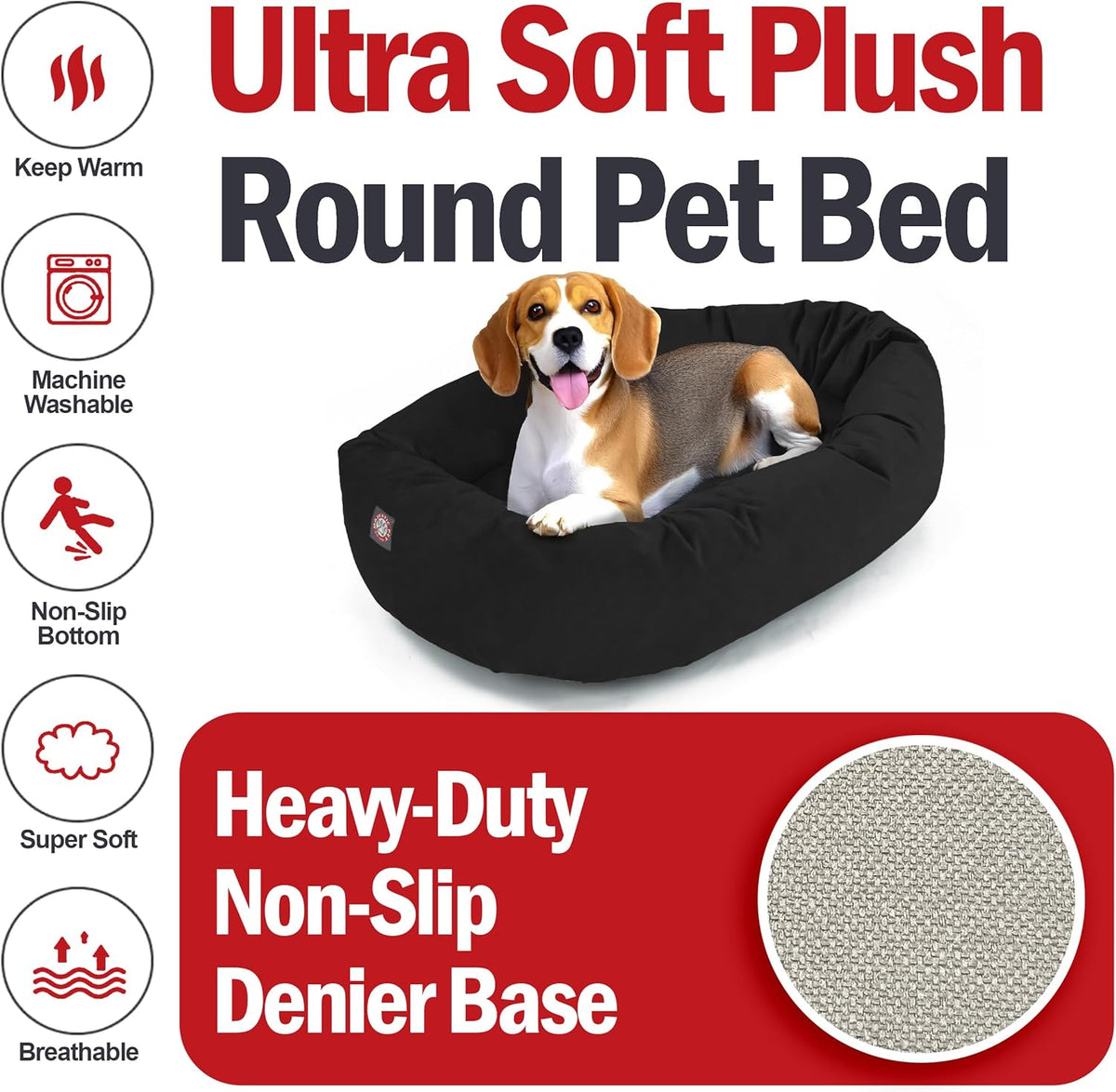 Majestic Pet 32 Inch Suede Shredded Memory Foam Mix Calming Medium Dog Bed Washable 32 x 23 x 7